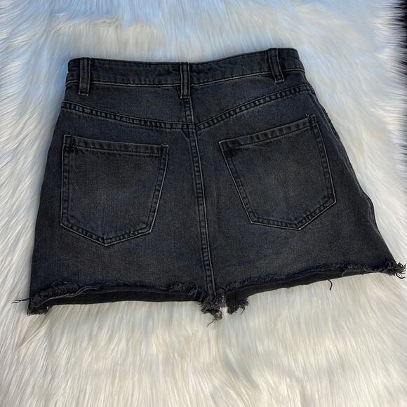 Free People Black Denim Zip It Up Mini Skirt - Picture 6 of 7